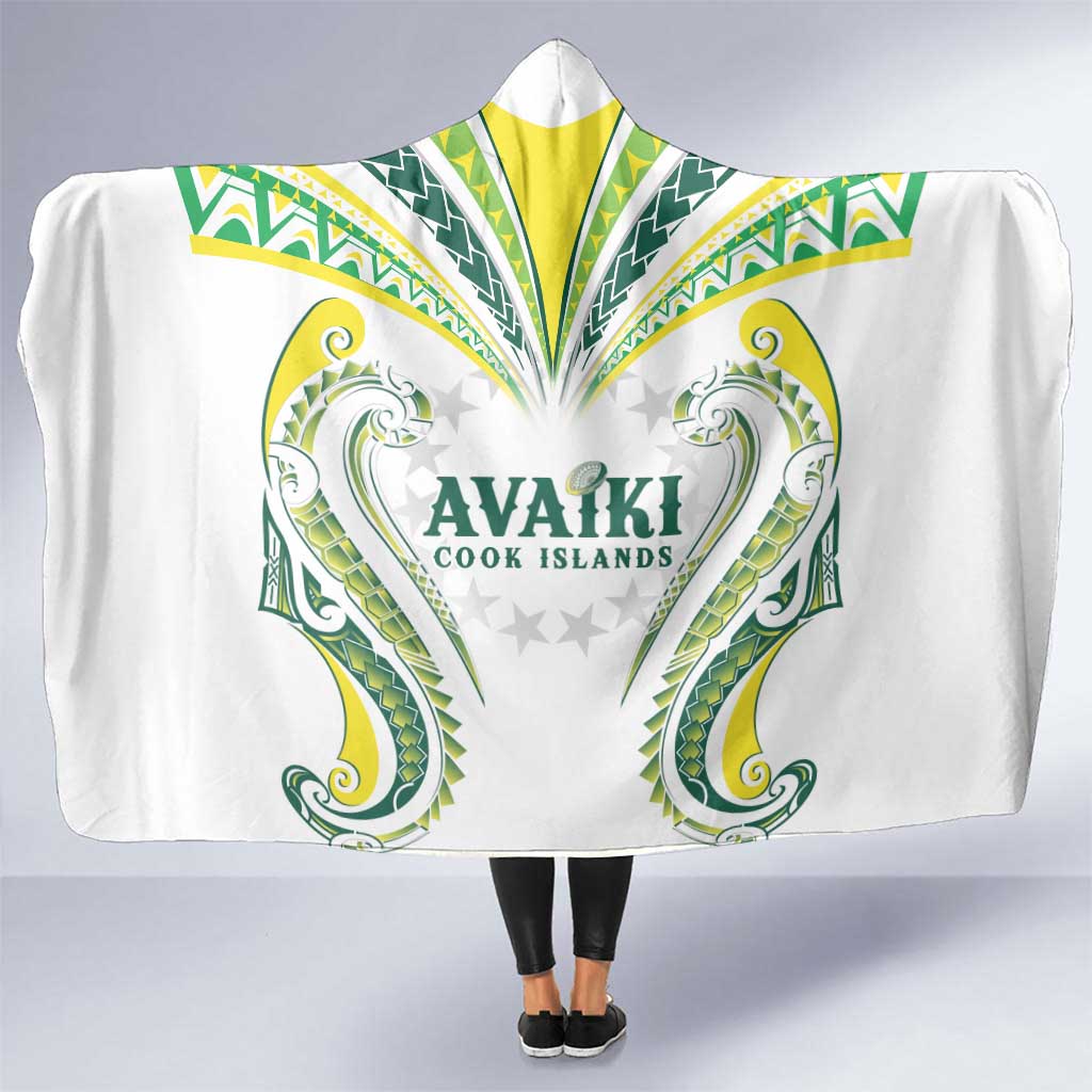 Rugby Cook Islands Avaiki Hooded Blanket White Kuki Airani Tribal Maori Inspired LT9 One Size White - Polynesian Pride