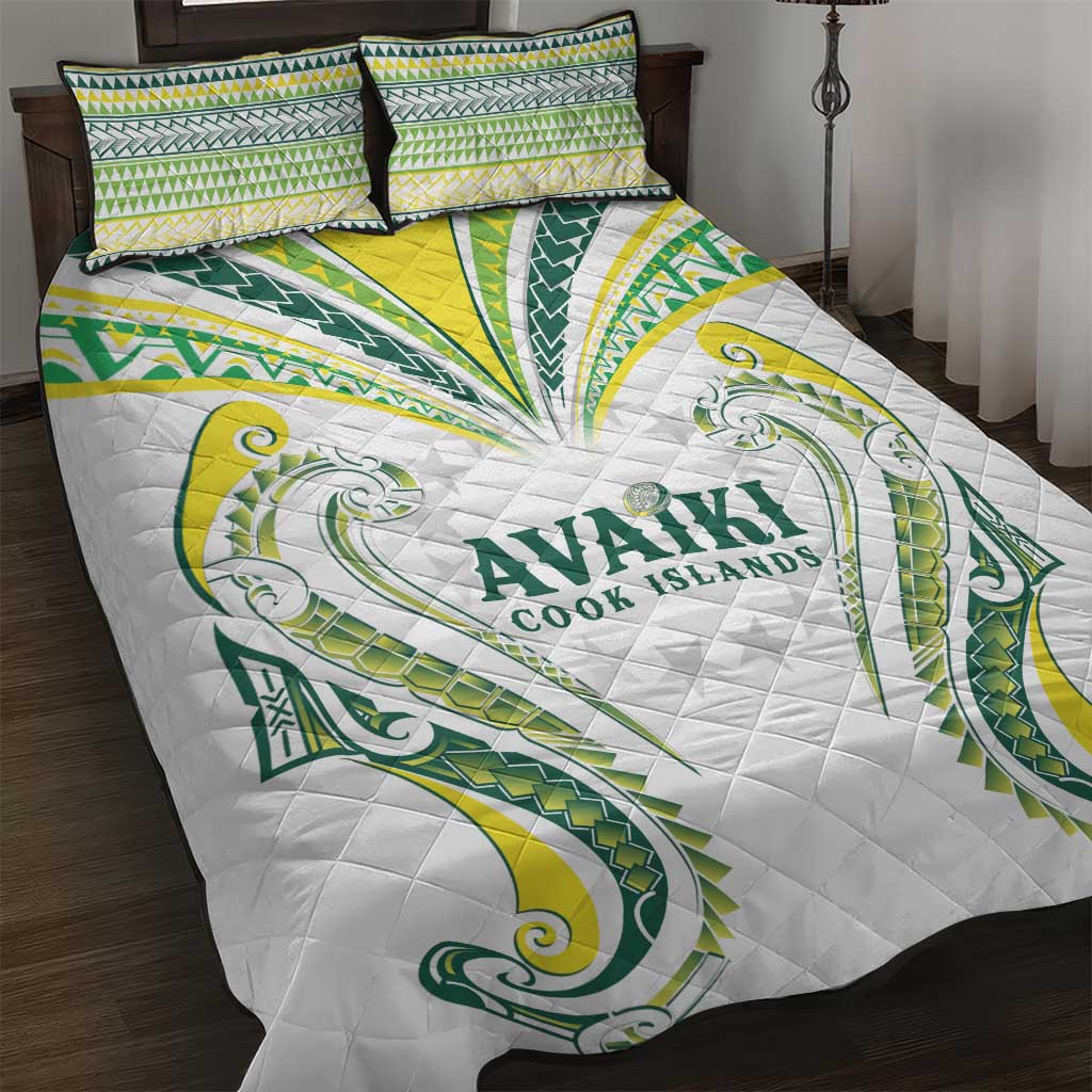 Rugby Cook Islands Avaiki Quilt Bed Set White Kuki Airani Tribal Maori Inspired LT9 White - Polynesian Pride