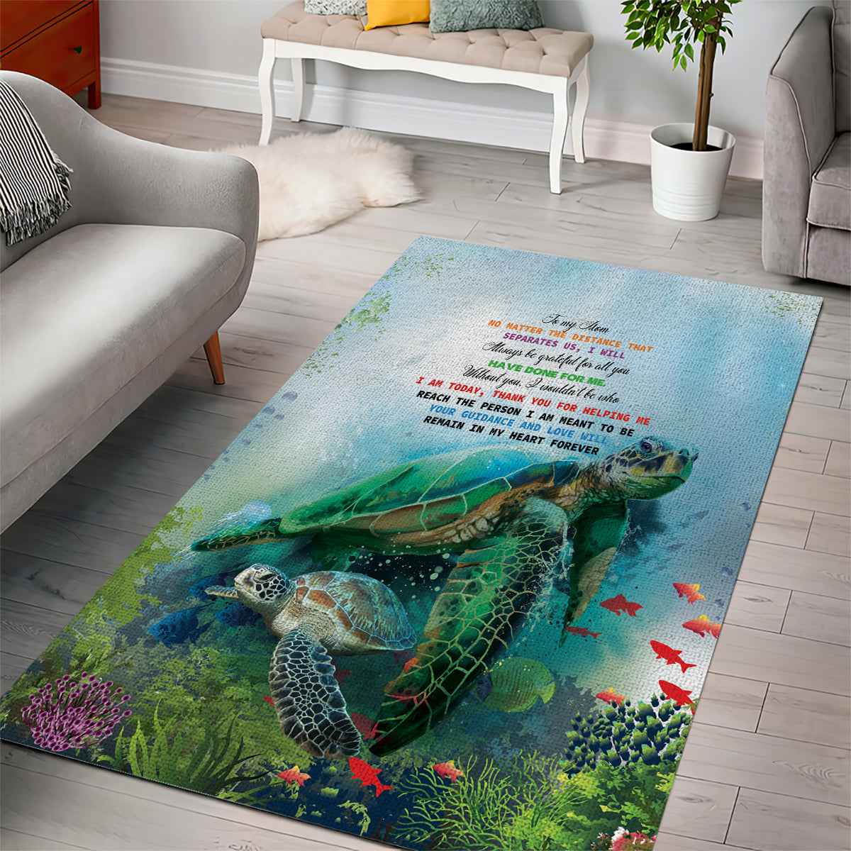 Polynesia Mother's Day Area Rug Magnificent Sea Turtle Of Love and Gratitude LT9 - Polynesian Pride