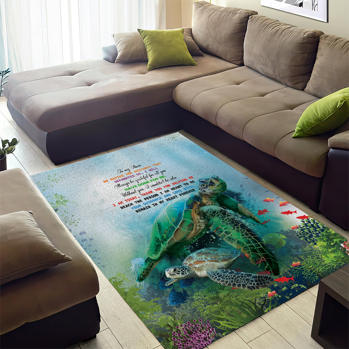 Polynesia Mother's Day Area Rug Magnificent Sea Turtle Of Love and Gratitude LT9 - Polynesian Pride