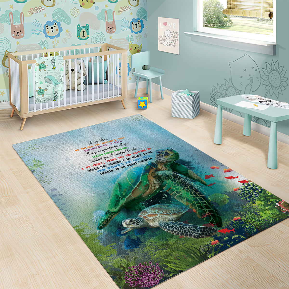 Polynesia Mother's Day Area Rug Magnificent Sea Turtle Of Love and Gratitude LT9 - Polynesian Pride
