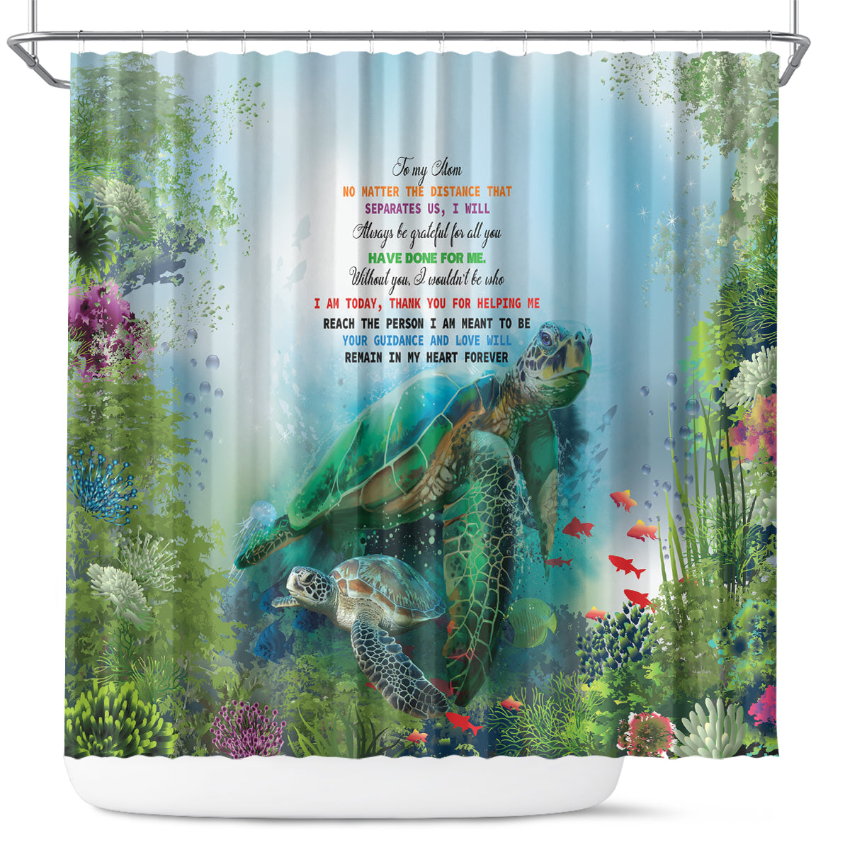 Polynesia Mother's Day Shower Curtain Magnificent Sea Turtle Of Love and Gratitude