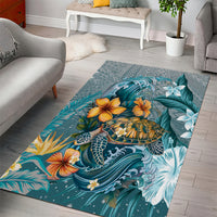 Sea Turtle In The Ocean Area Rug with Polynesian Pattern Arty Style LT9 - Polynesian Pride