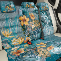 Sea Turtle In The Ocean Back Car Seat Cover with Polynesian Pattern Arty Style LT9 - Polynesian Pride