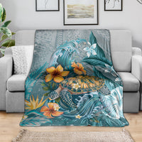 Sea Turtle In The Ocean Blanket with Polynesian Pattern Arty Style LT9 - Polynesian Pride