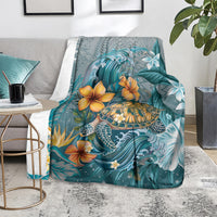 Sea Turtle In The Ocean Blanket with Polynesian Pattern Arty Style LT9 - Polynesian Pride