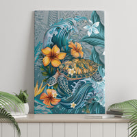 Sea Turtle In The Ocean Canvas Wall Art with Polynesian Pattern Arty Style LT9 - Polynesian Pride