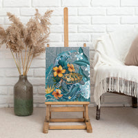 Sea Turtle In The Ocean Canvas Wall Art with Polynesian Pattern Arty Style LT9 - Polynesian Pride