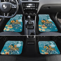 Sea Turtle In The Ocean Car Mats with Polynesian Pattern Arty Style LT9 Set 4pcs Blue - Polynesian Pride