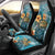 Sea Turtle In The Ocean Car Seat Cover with Polynesian Pattern Arty Style