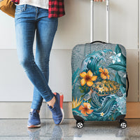 Sea Turtle In The Ocean Luggage Cover with Polynesian Pattern Arty Style LT9 - Polynesian Pride