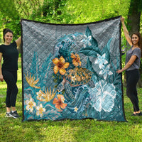 Sea Turtle In The Ocean Quilt with Polynesian Pattern Arty Style LT9 - Polynesian Pride