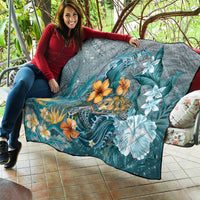Sea Turtle In The Ocean Quilt with Polynesian Pattern Arty Style LT9 - Polynesian Pride