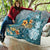 Sea Turtle In The Ocean Quilt with Polynesian Pattern Arty Style