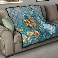 Sea Turtle In The Ocean Quilt with Polynesian Pattern Arty Style LT9 - Polynesian Pride