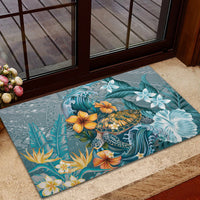 Sea Turtle In The Ocean Rubber Doormat with Polynesian Pattern Arty Style LT9 - Polynesian Pride
