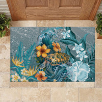 Sea Turtle In The Ocean Rubber Doormat with Polynesian Pattern Arty Style LT9 - Polynesian Pride