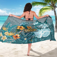 Sea Turtle In The Ocean Sarong with Polynesian Pattern Arty Style LT9 - Polynesian Pride