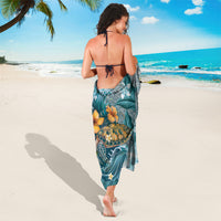Sea Turtle In The Ocean Sarong with Polynesian Pattern Arty Style LT9 - Polynesian Pride