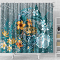 Sea Turtle In The Ocean Shower Curtain with Polynesian Pattern Arty Style LT9 - Polynesian Pride