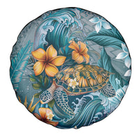 Sea Turtle In The Ocean Spare Tire Cover with Polynesian Pattern Arty Style LT9 - Polynesian Pride