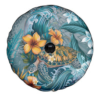 Sea Turtle In The Ocean Spare Tire Cover with Polynesian Pattern Arty Style LT9 - Polynesian Pride