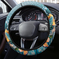 Sea Turtle In The Ocean Steering Wheel Cover with Polynesian Pattern Arty Style LT9 - Polynesian Pride