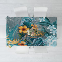 Sea Turtle In The Ocean Tablecloth with Polynesian Pattern Arty Style LT9 Blue - Polynesian Pride