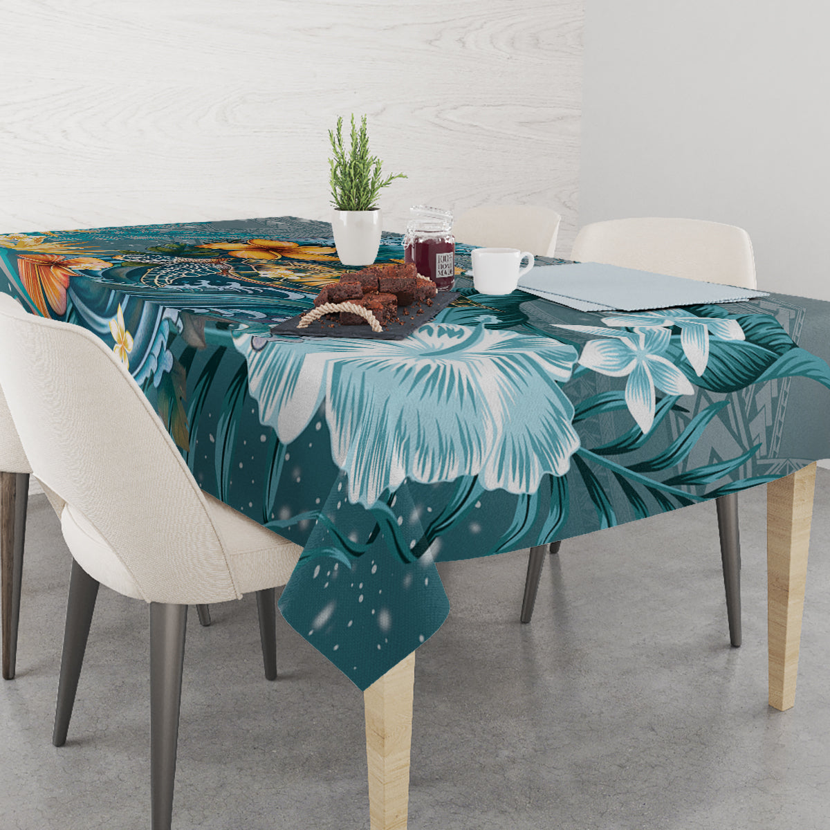 Sea Turtle In The Ocean Tablecloth with Polynesian Pattern Arty Style LT9 - Polynesian Pride