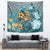 Sea Turtle In The Ocean Tapestry with Polynesian Pattern Arty Style