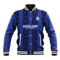 Custom Oceania Football NZ Auckland Baseball Jacket Maori Tribal Pattern LT9 Unisex Blue - Polynesian Pride