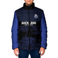 Custom Oceania Football NZ Auckland Padded Jacket Minimal City Map Style LT9 Men Blue - Polynesian Pride