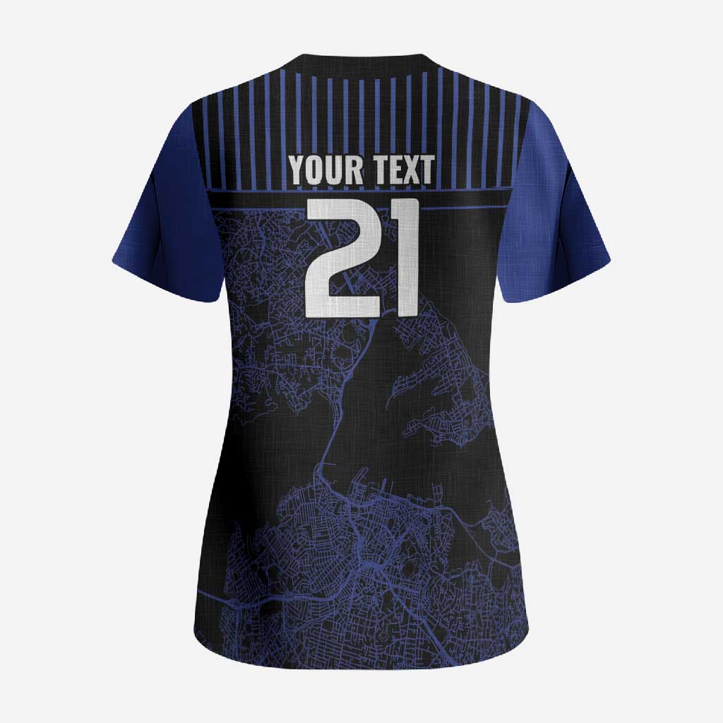 Custom Oceania Football NZ Auckland Scrub Top Minimal City Map Style LT9 - Polynesian Pride