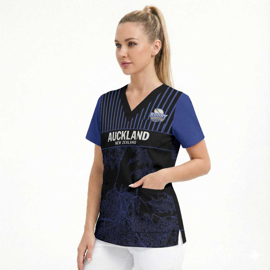 Custom Oceania Football NZ Auckland Scrub Top Minimal City Map Style LT9 - Polynesian Pride