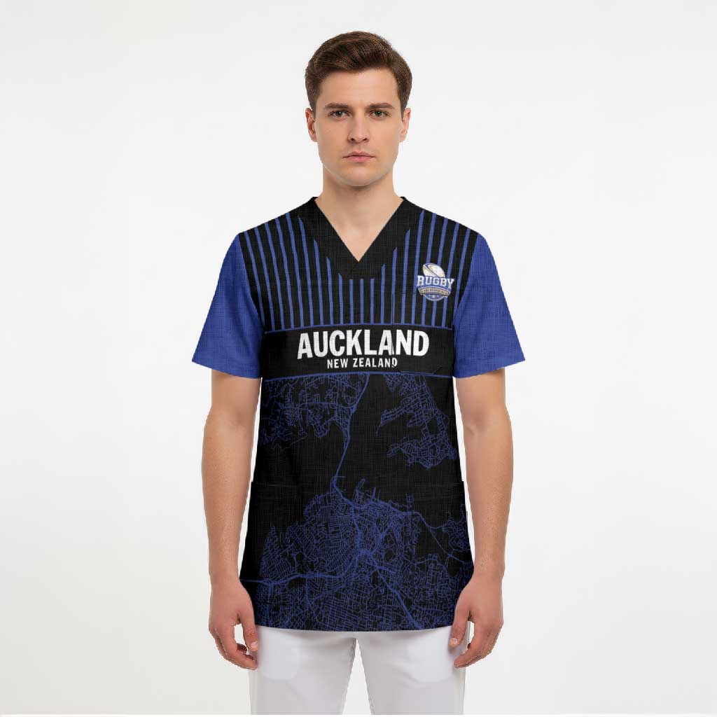 Custom Oceania Football NZ Auckland Scrub Top Minimal City Map Style LT9 - Polynesian Pride