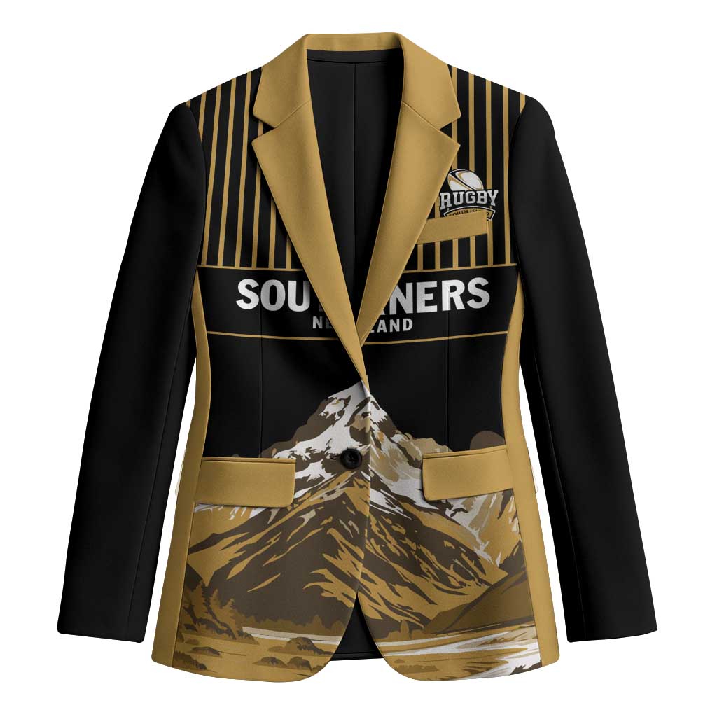 Custom Oceania Football NZ South Island Blazer Minimal Mount Cook Silhouette LT9 Unisex Black - Polynesian Pride