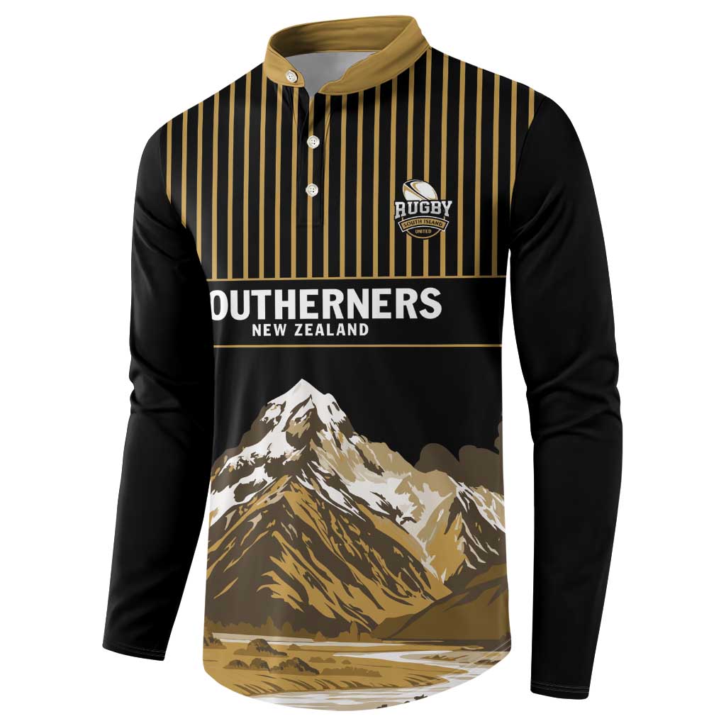Custom Oceania Football NZ South Island Button Sweatshirt Minimal Mount Cook Silhouette LT9 - Polynesian Pride