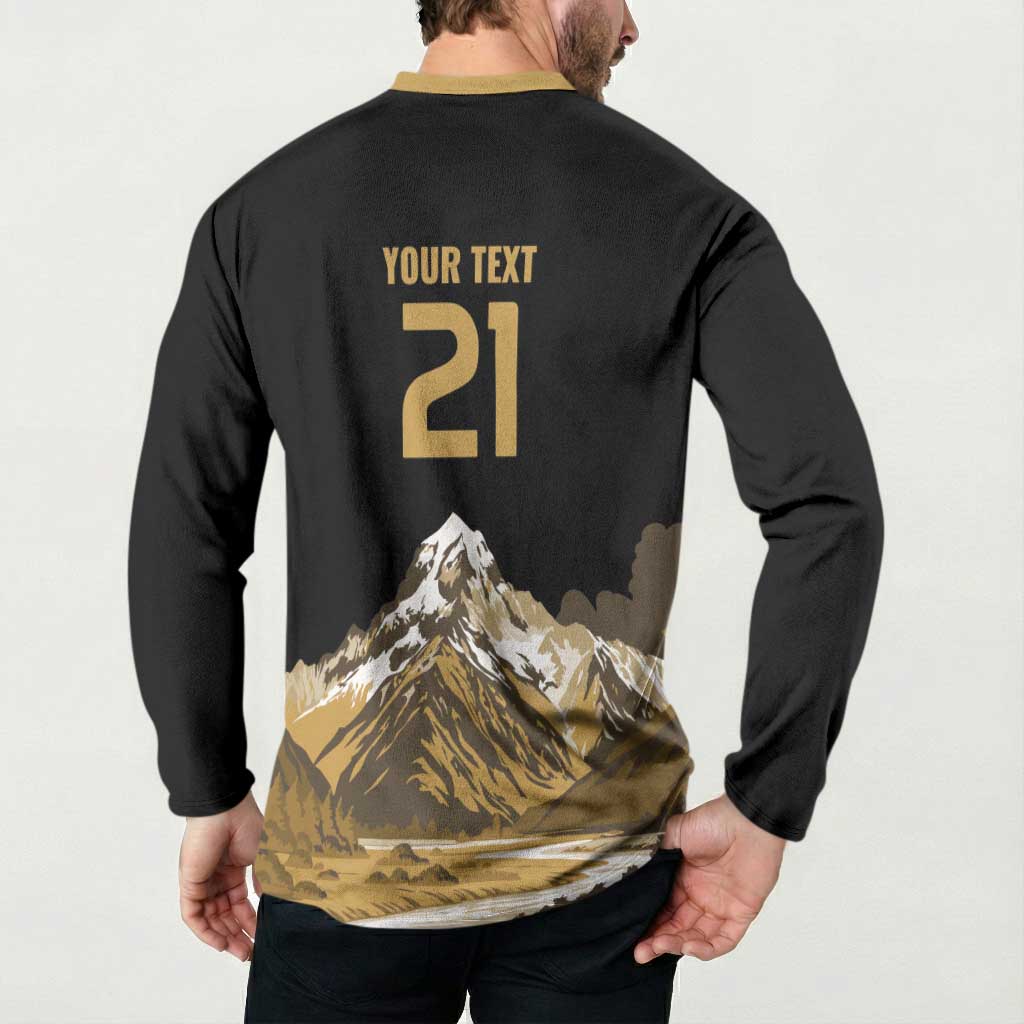 Custom Oceania Football NZ South Island Button Sweatshirt Minimal Mount Cook Silhouette LT9 - Polynesian Pride