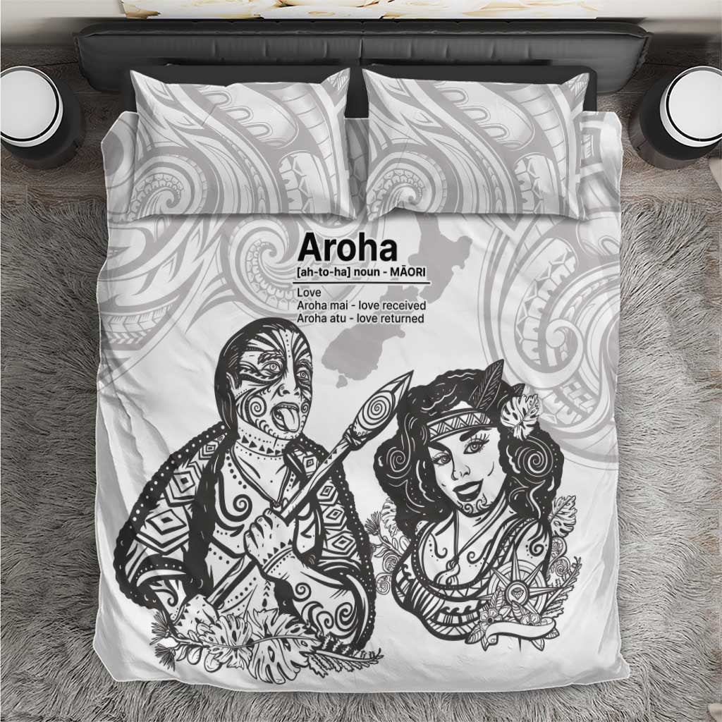 Aroha Maori Language Bedding Set Te Reo Maori Inspired Art LT9 white - Polynesian Pride
