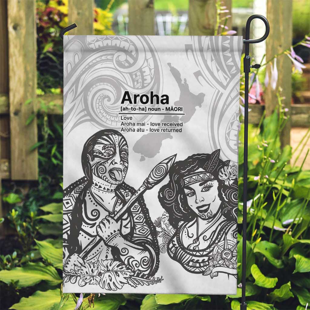 Aroha Maori Language Garden Flag Te Reo Maori Inspired Art LT9 Garden Flag white - Polynesian Pride