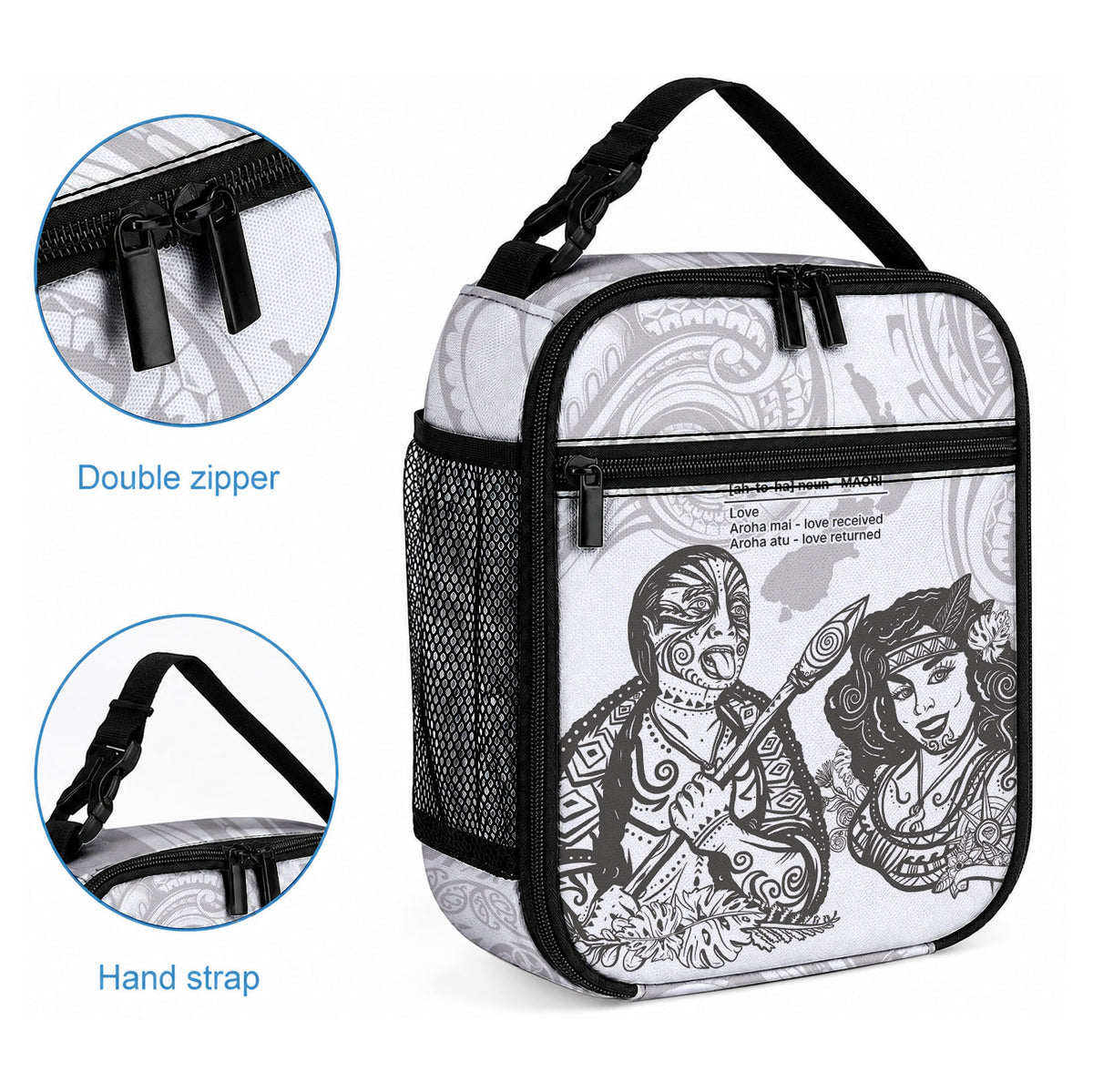 Aroha Maori Language Lunch Bag Te Reo Maori Inspired Art LT9 - Polynesian Pride