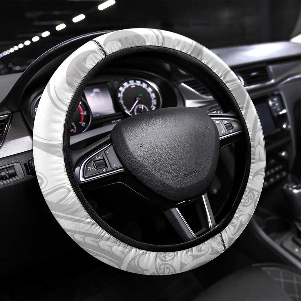 Aroha Maori Language Steering Wheel Cover Te Reo Maori Inspired Art LT9 Universal Fit white - Polynesian Pride