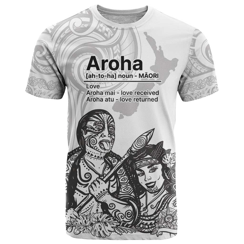 Aroha Maori Language T Shirt Te Reo Maori Inspired Art LT9 white - Polynesian Pride