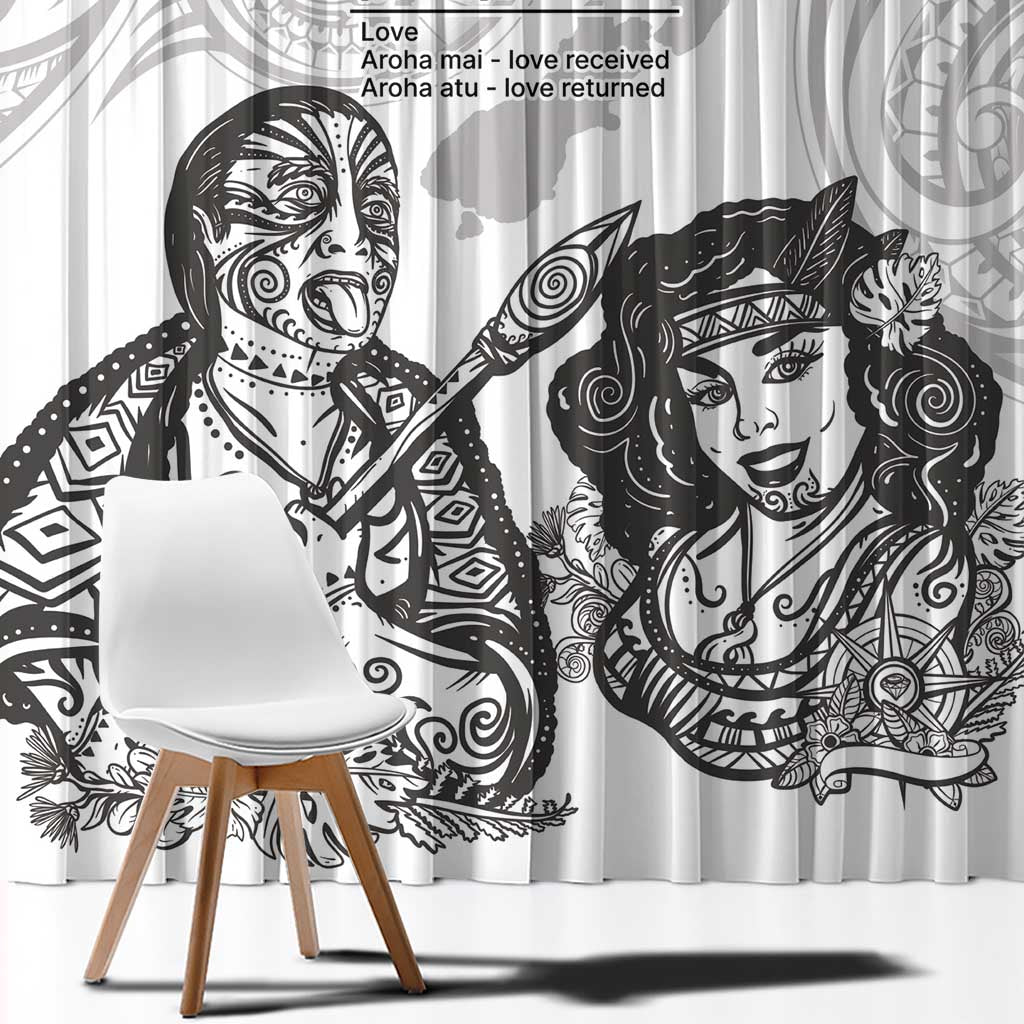 Aroha Maori Language Window Curtain Te Reo Maori Inspired Art LT9 - Polynesian Pride