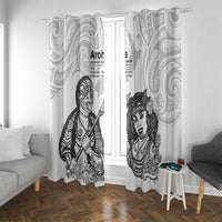 Aroha Maori Language Window Curtain Te Reo Maori Inspired Art LT9 With Grommets white - Polynesian Pride