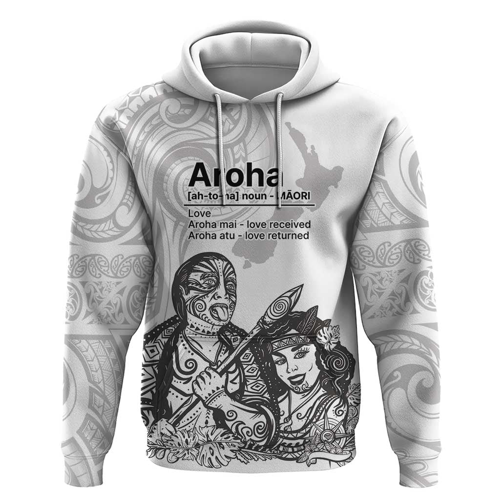 Aroha Maori Language Zip Hoodie Te Reo Maori Inspired Art LT9 Pullover Hoodie white - Polynesian Pride
