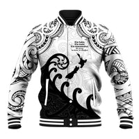Kia Haka Maori language Baseball Jacket Te Reo Maori Inspired Art LT9 Unisex white - Polynesian Pride