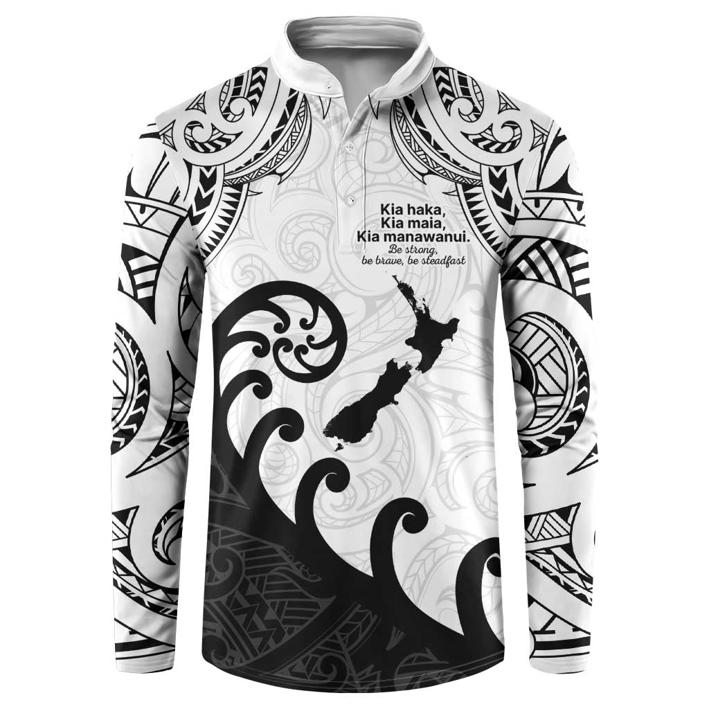 Kia Haka Maori language Button Sweatshirt Te Reo Maori Inspired Art LT9 white - Polynesian Pride