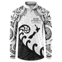 Kia Haka Maori language Button Sweatshirt Te Reo Maori Inspired Art LT9 white - Polynesian Pride