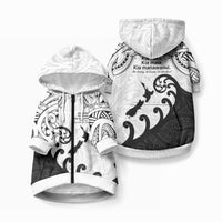 Kia Haka Maori language Pet Hoodie Te Reo Maori Inspired Art LT9 Zip-up white - Polynesian Pride